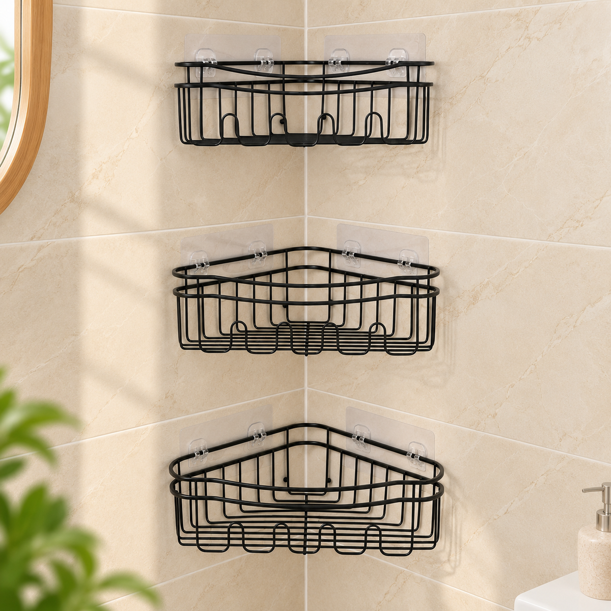 3-Piece Corner Shower Caddy Set