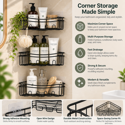 3-Piece Corner Shower Caddy Set