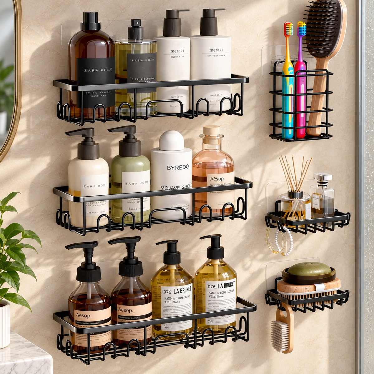 6-Pack Stainless Steel Shower Caddy Set