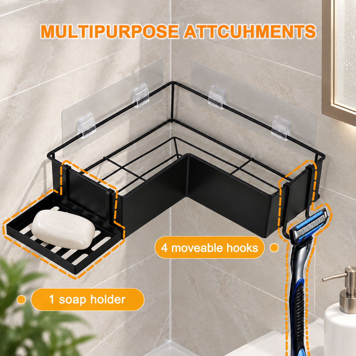 2-Pack Adhesive Corner Shower Caddy